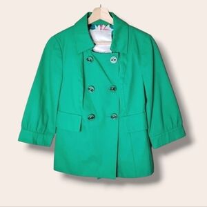 Beth Bowley Anthropologie Green Cropped Swing Jacket Size 6
